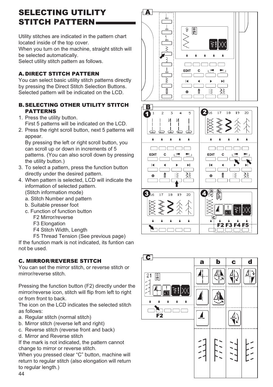 Selecting utility stitch pattern | SINGER 9960 QUANTUM STYLIST User Manual | Page 44 / 108