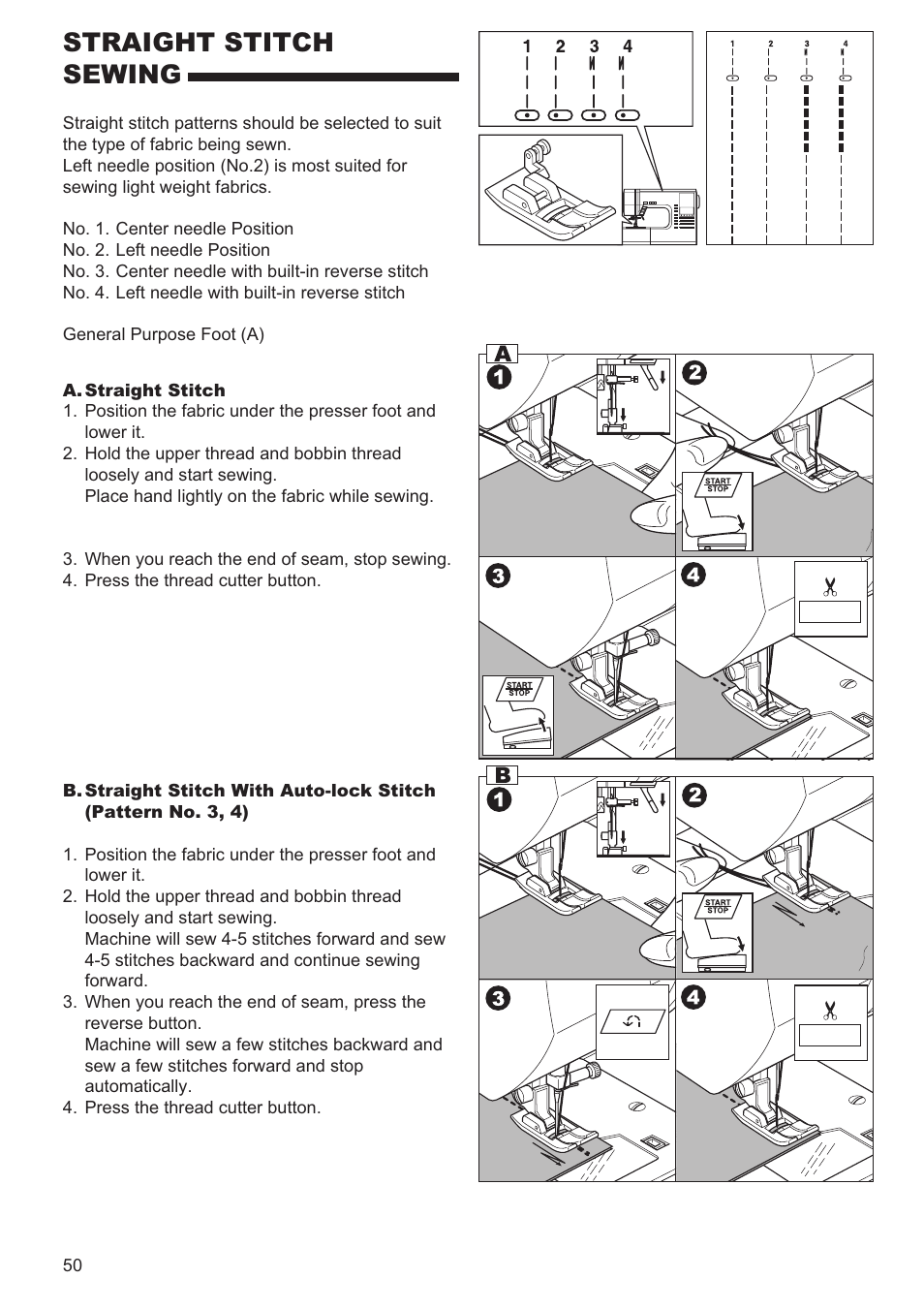 Straight stitch sewing | SINGER 9960 QUANTUM STYLIST User Manual | Page 50 / 108