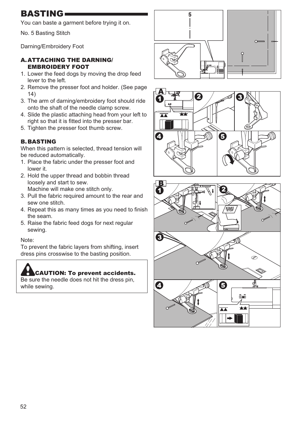Basting | SINGER 9960 QUANTUM STYLIST User Manual | Page 52 / 108