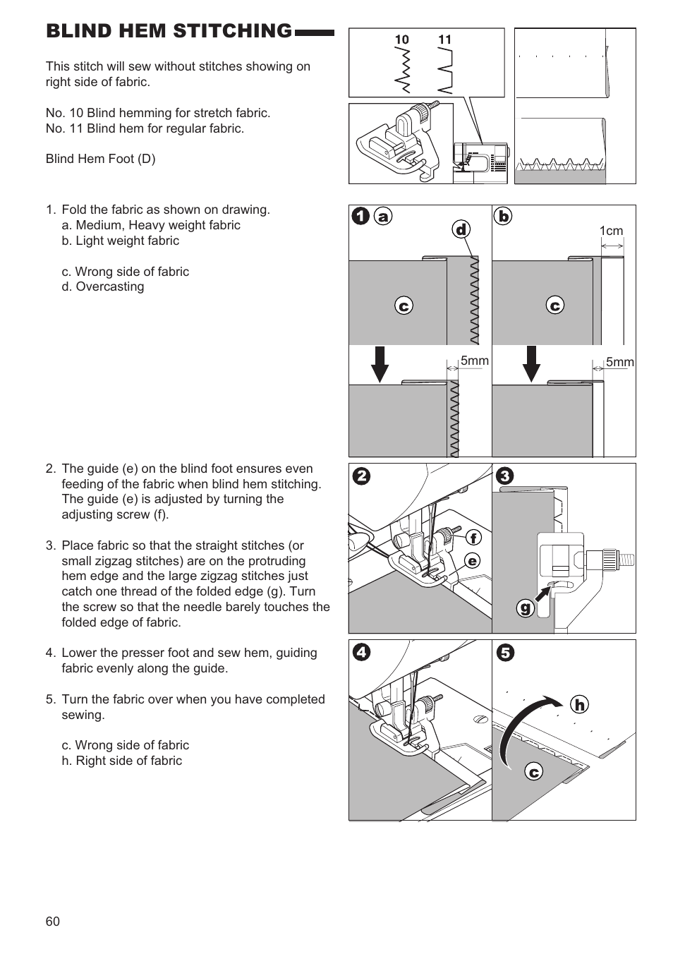 Blind hem stitching | SINGER 9960 QUANTUM STYLIST User Manual | Page 60 / 108