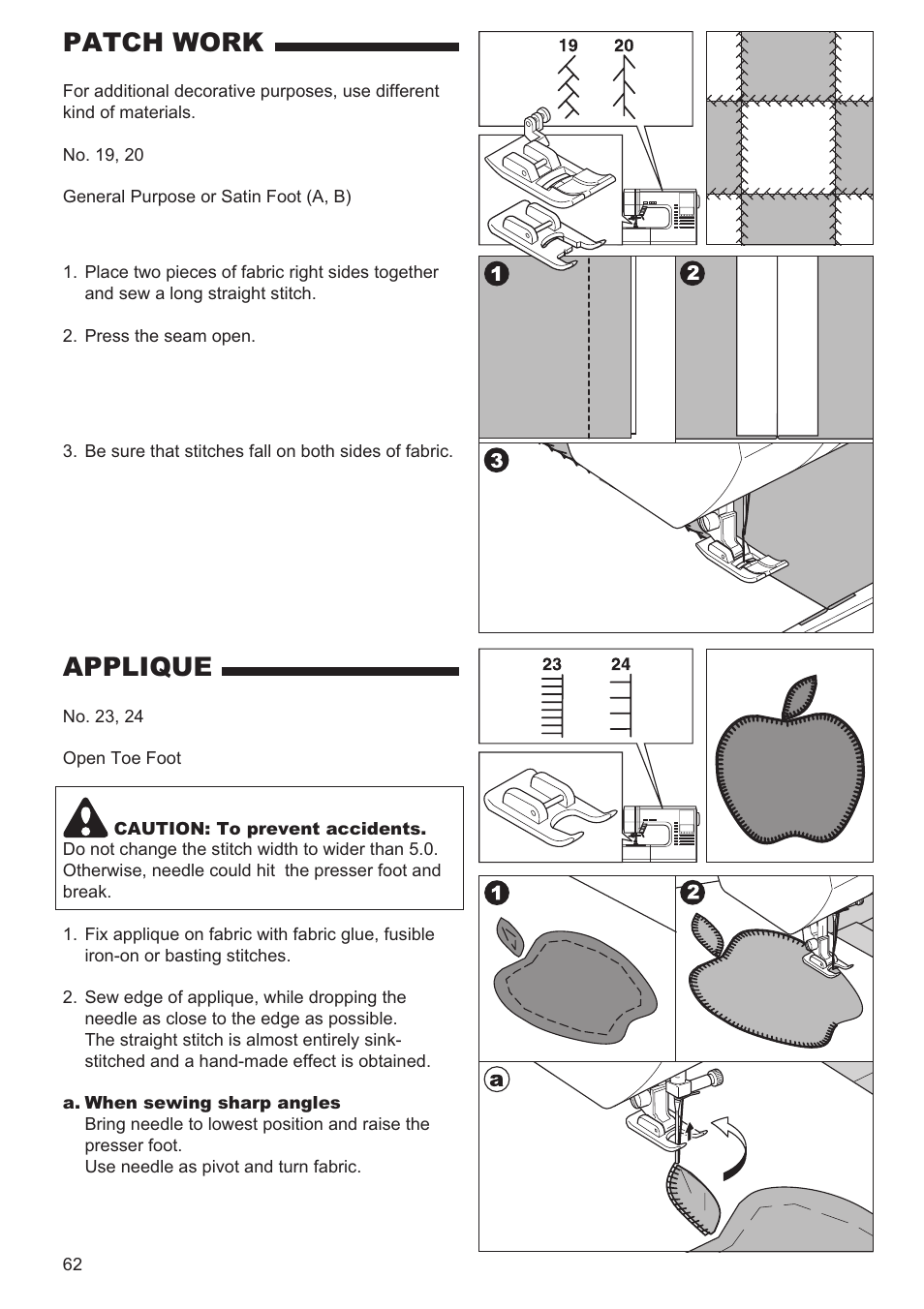 Patch work, Applique | SINGER 9960 QUANTUM STYLIST User Manual | Page 62 / 108