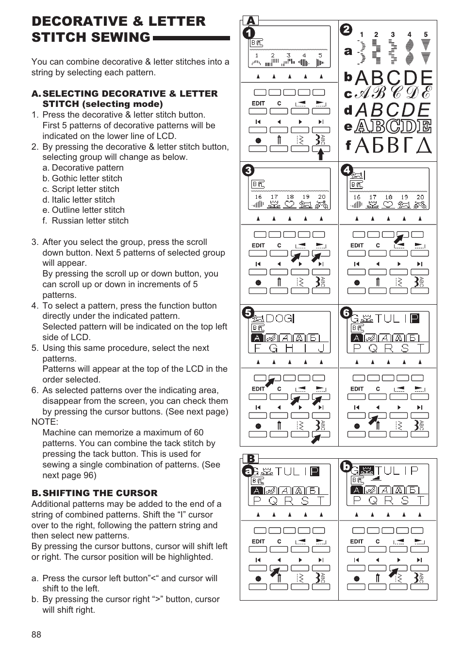 Decorative & letter stitch sewing | SINGER 9960 QUANTUM STYLIST User Manual | Page 88 / 108