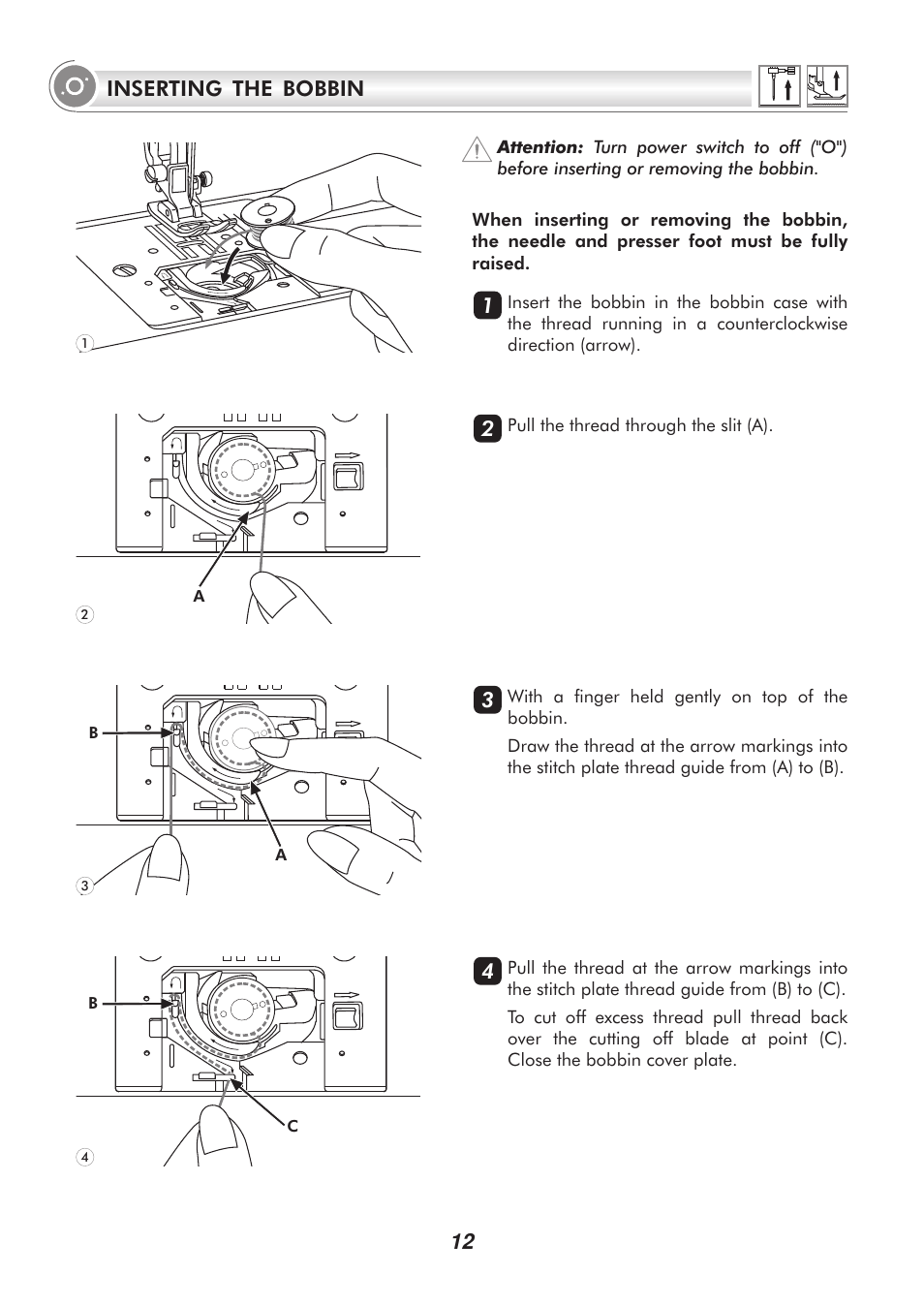 12 inserting the bobbin | SINGER 9340 SIGNATURE User Manual | Page 17 / 91