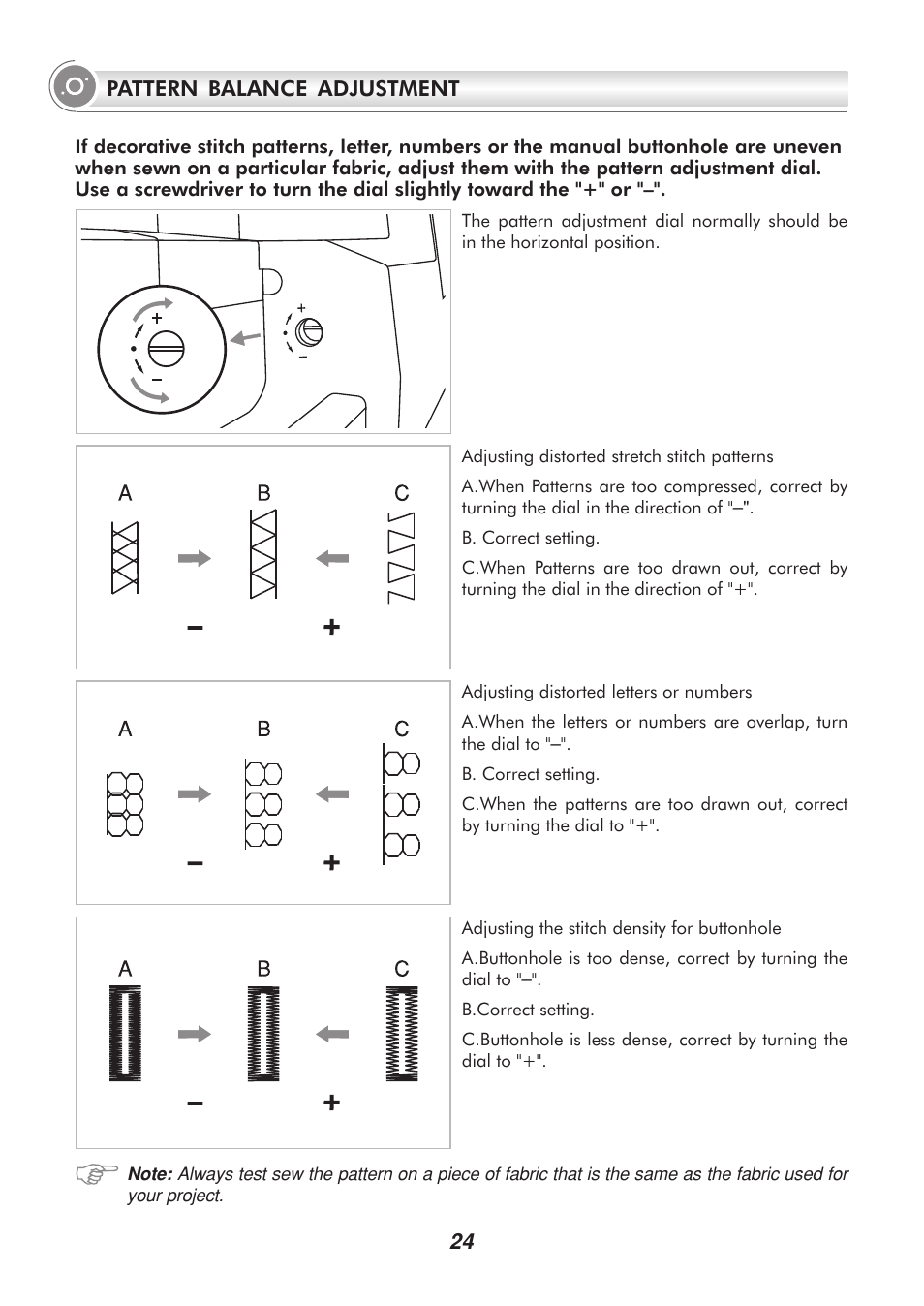 Pattern balance adjustment | SINGER 9340 SIGNATURE User Manual | Page 29 / 91