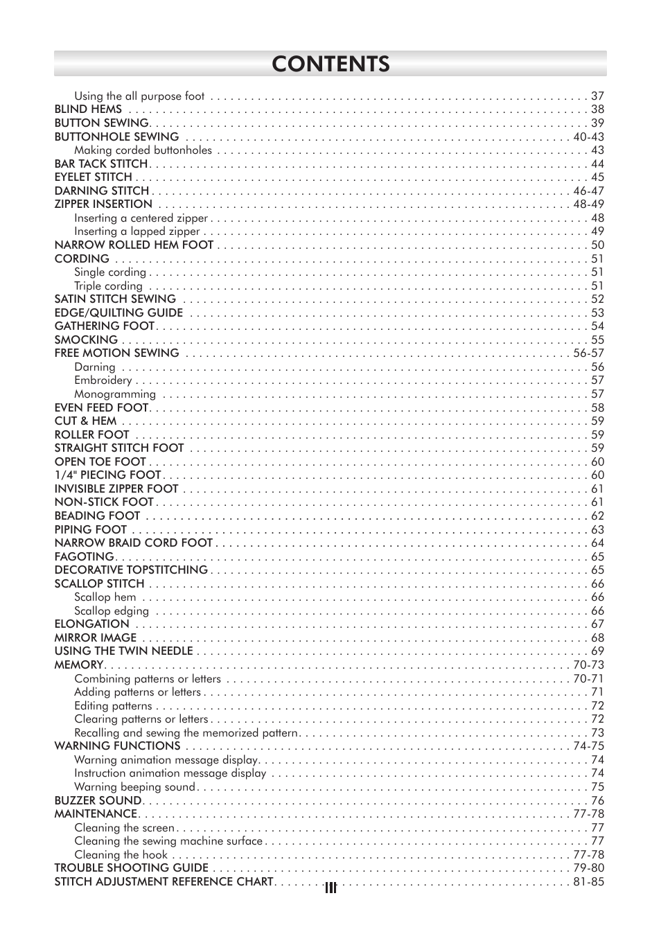 SINGER 9340 SIGNATURE User Manual | Page 5 / 91