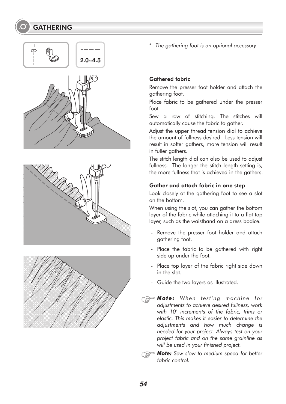 Gathering | SINGER 9340 SIGNATURE User Manual | Page 59 / 91