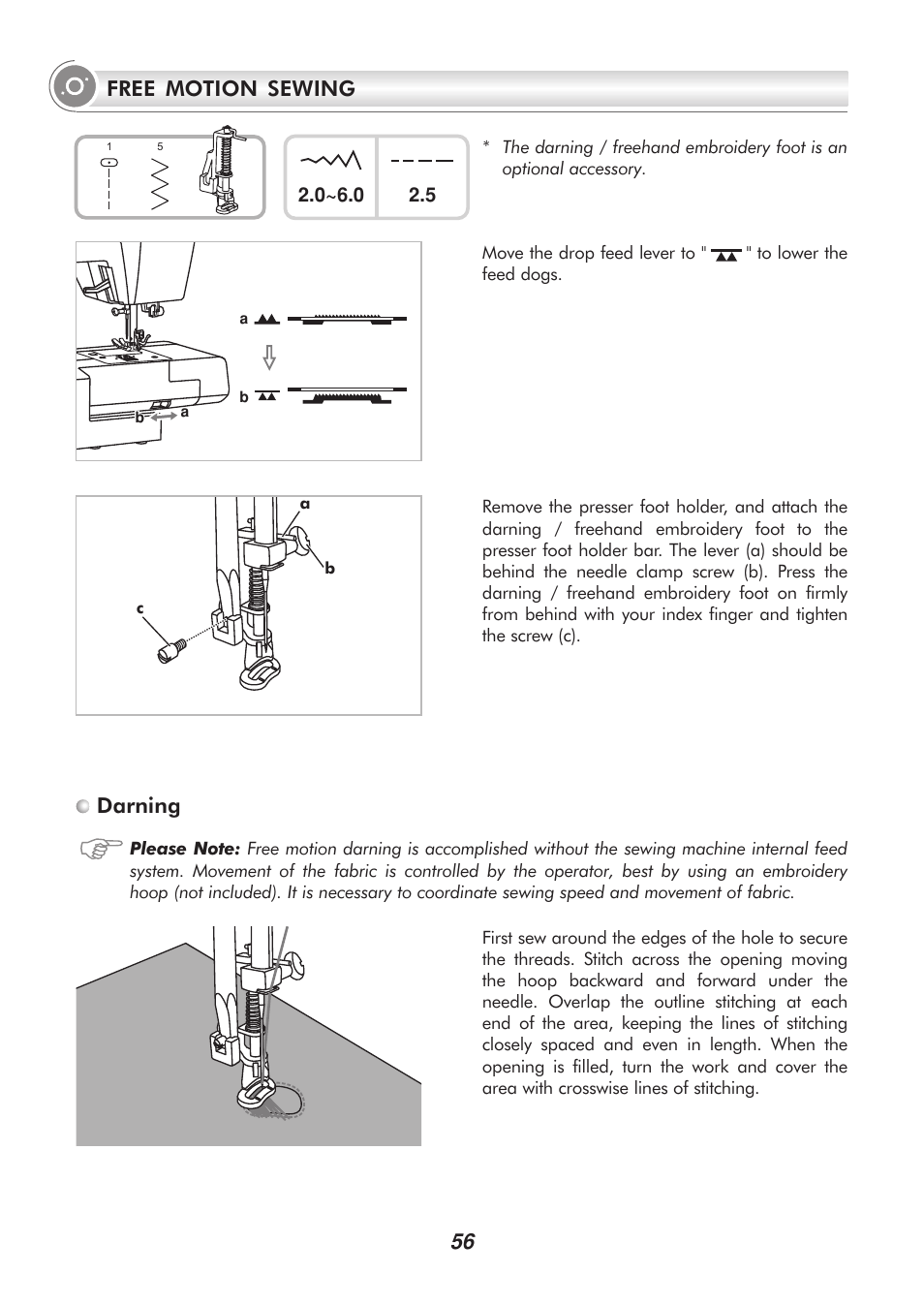 Darning, Free motion sewing | SINGER 9340 SIGNATURE User Manual | Page 61 / 91
