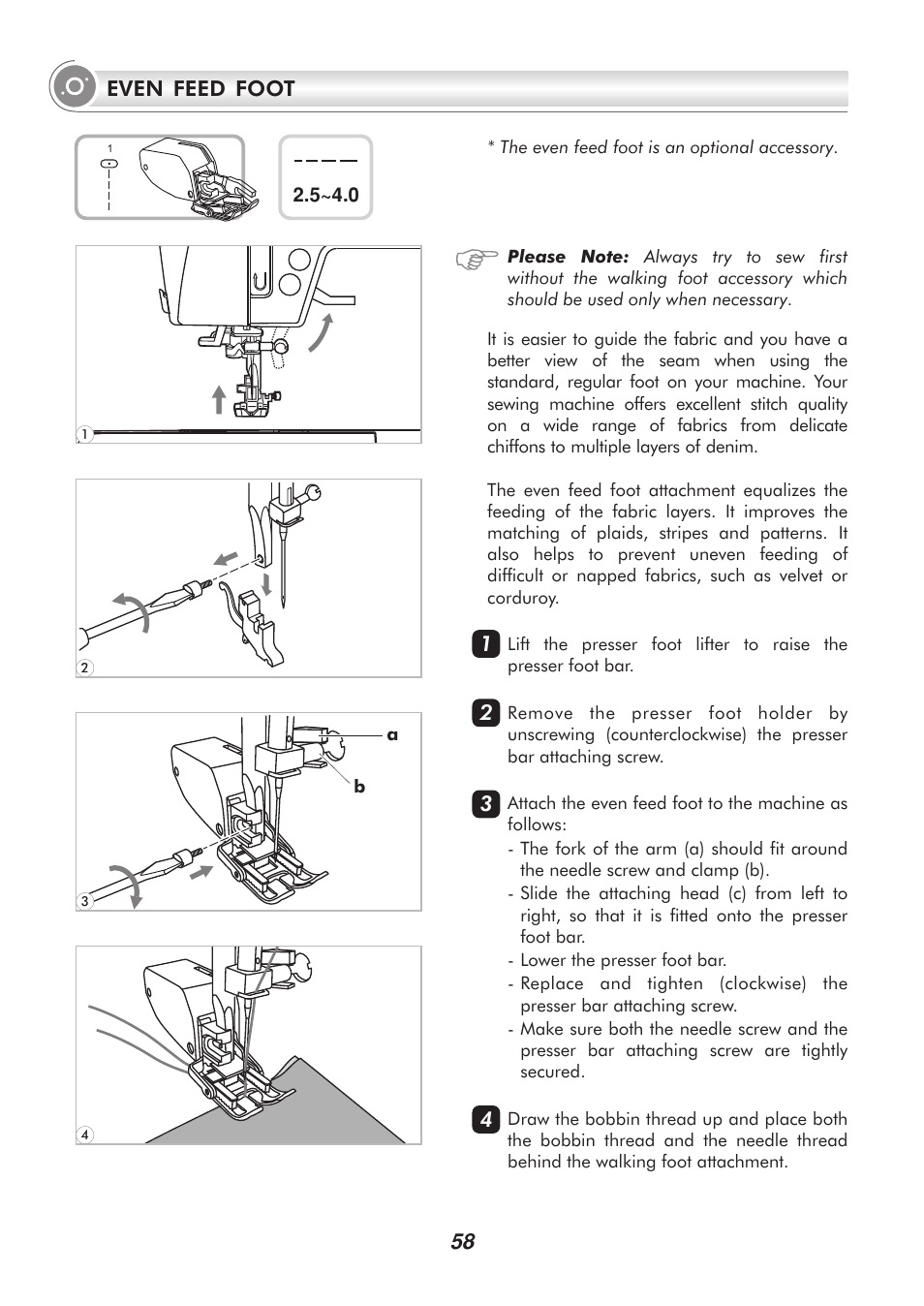 Even feed foot | SINGER 9340 SIGNATURE User Manual | Page 63 / 91