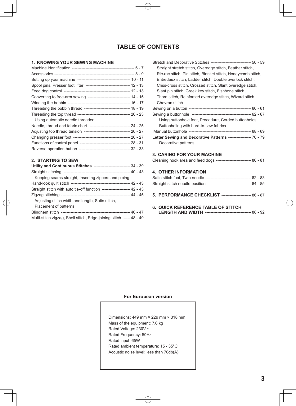 SINGER 8780 CURVY User Manual | Page 3 / 95