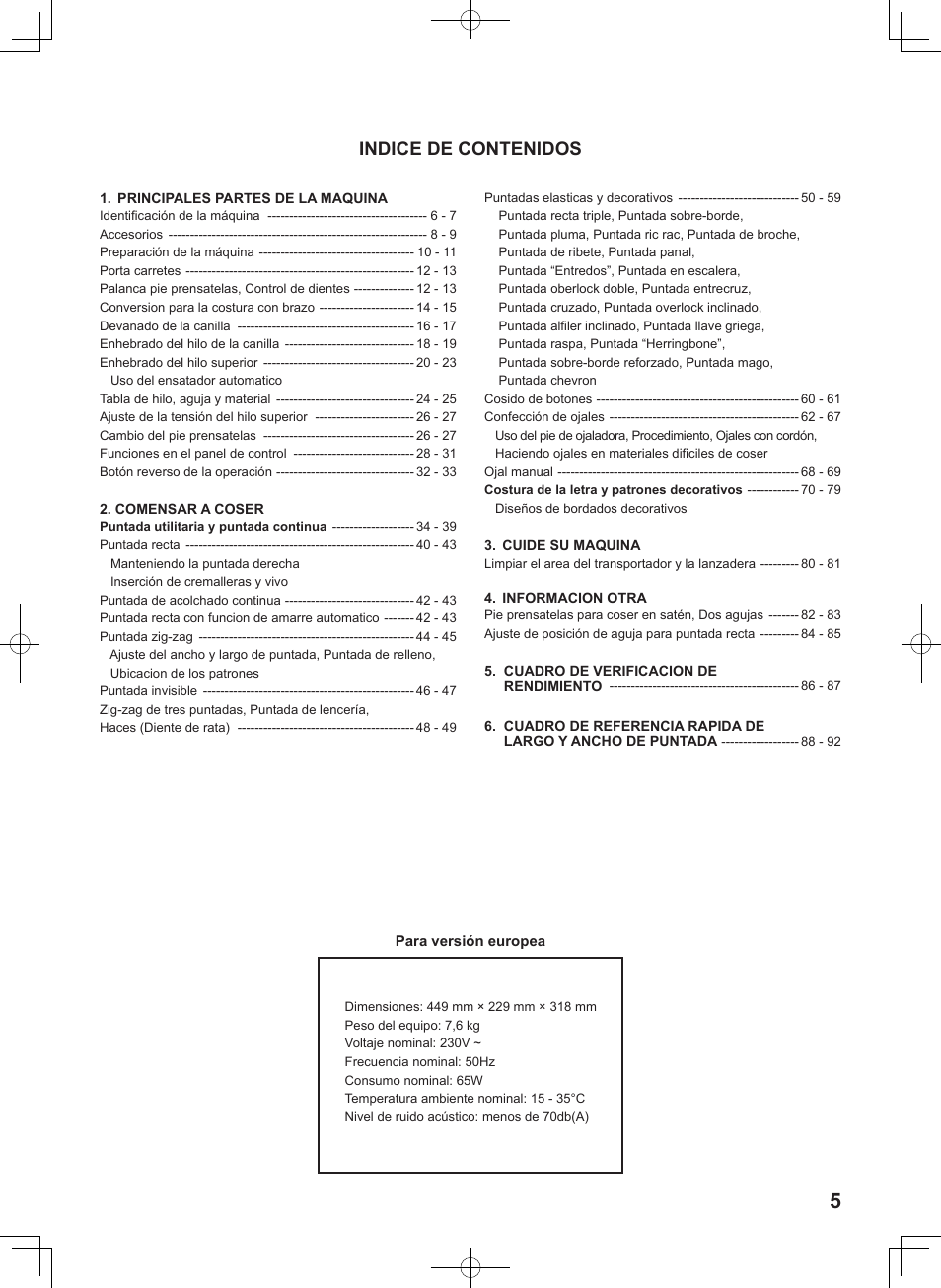 SINGER 8780 CURVY User Manual | Page 5 / 95