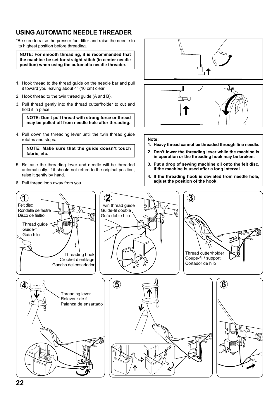 Using automatic needle threader | SINGER 8770 CURVY User Manual | Page 22 / 95