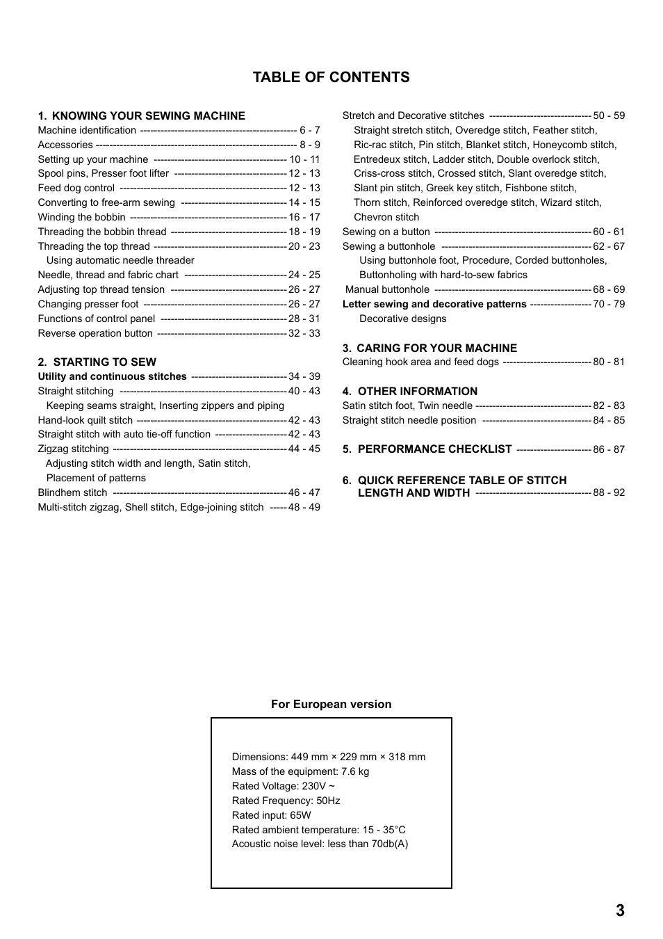 SINGER 8770 CURVY User Manual | Page 3 / 95