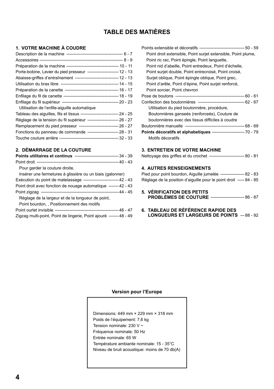 SINGER 8770 CURVY User Manual | Page 4 / 95