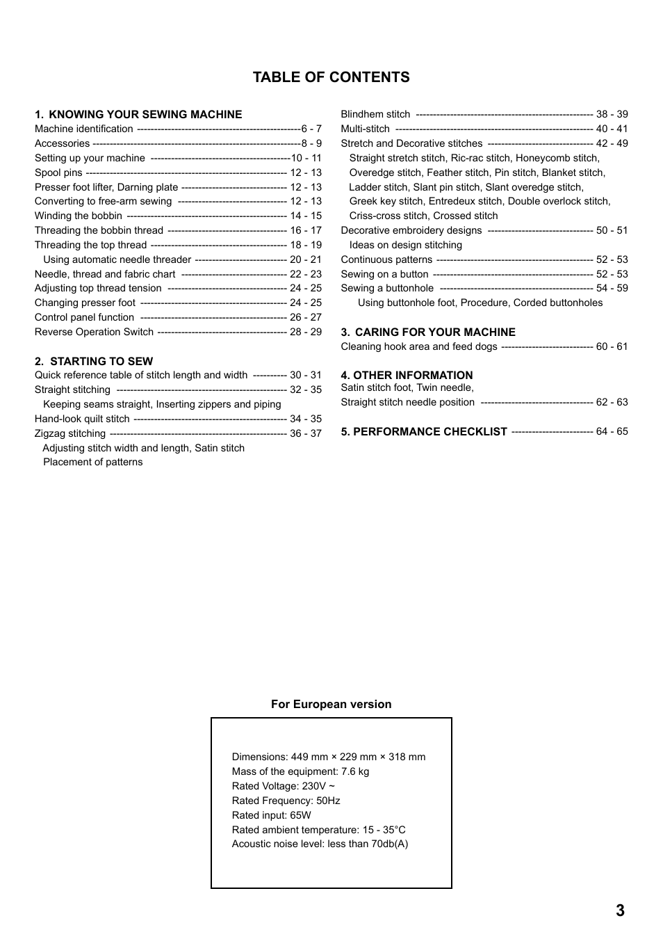 SINGER 8763 CURVY User Manual | Page 3 / 68