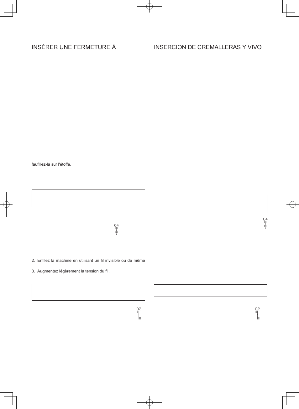 Insercion de cremalleras y vivo, Exécution du point de matelassage, Puntada de acolchado continua | Point droit avec fonction de nouage automatique, Puntada recta con funcion de amarre automatico | SINGER 7470 CONFIDENCE User Manual | Page 43 / 94