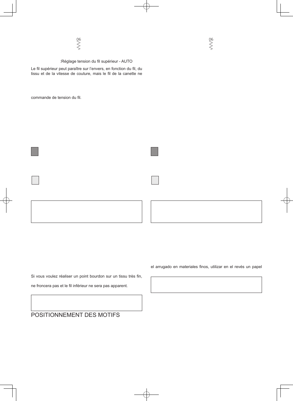 Point zigzag, Puntada zig-zag, Positionnement des motifs | Ubicacion de los patrones | SINGER 7470 CONFIDENCE User Manual | Page 45 / 94