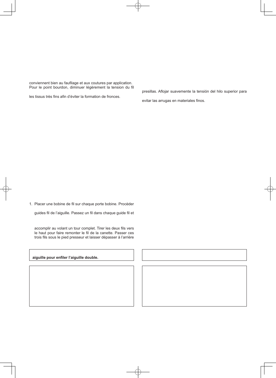 Renseignements autres 4. informacion otra, Pied pour point bourdon, Pie prensatelas para coser en saten | Aiguille double, Enfilage de l’aiguille double, Aplicacion de dos agujas, Enhebrado de dos agujas | SINGER 7469Q CONFIDENCE QUILTER User Manual | Page 75 / 82