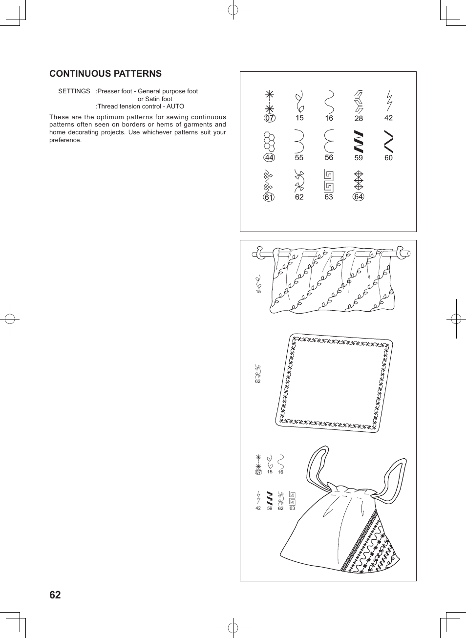Continuous patterns | SINGER 7467S CONFIDENCE STYLIST User Manual | Page 64 / 88