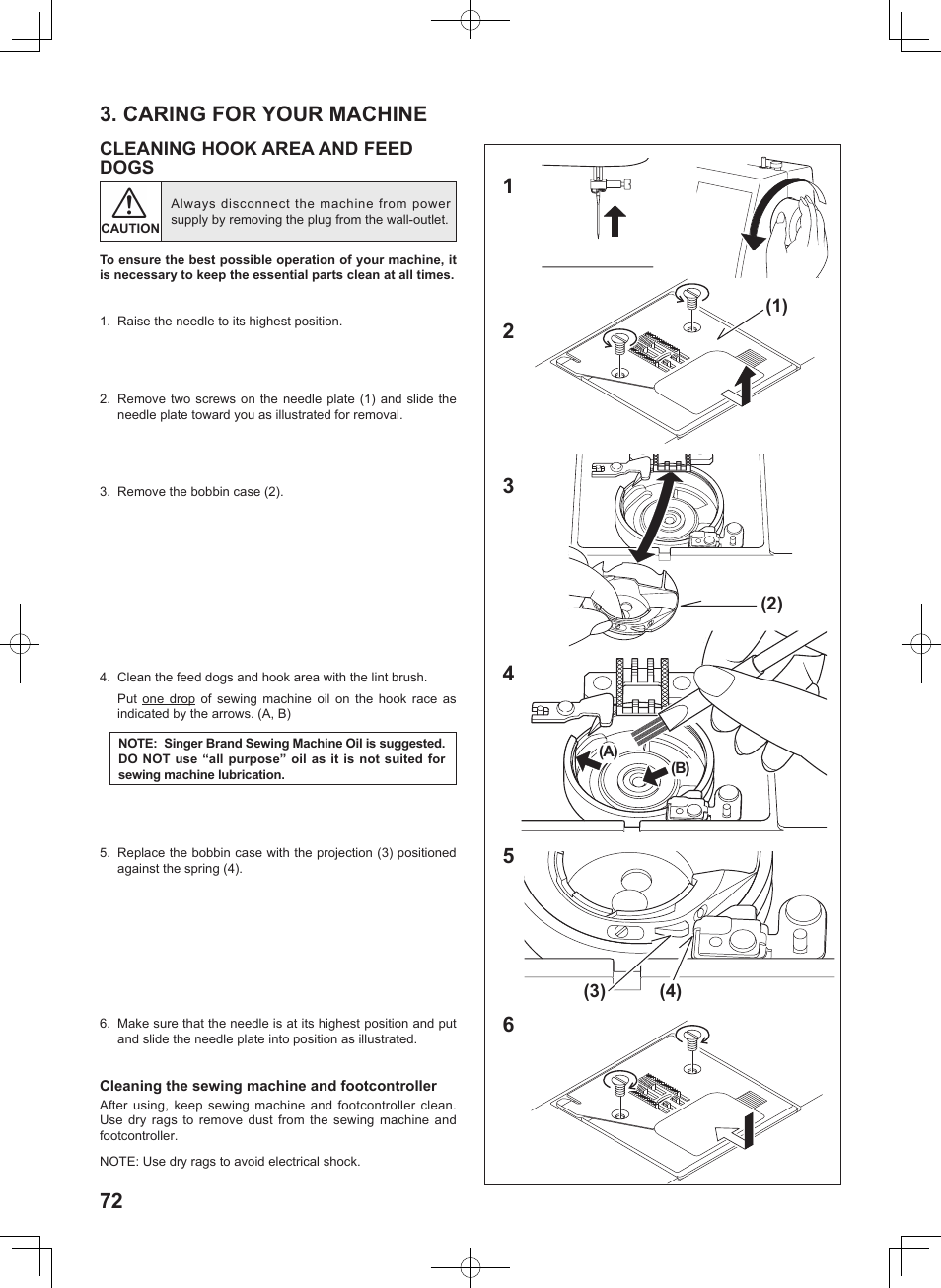 Caring for your machine | SINGER 7467S CONFIDENCE STYLIST User Manual | Page 74 / 88