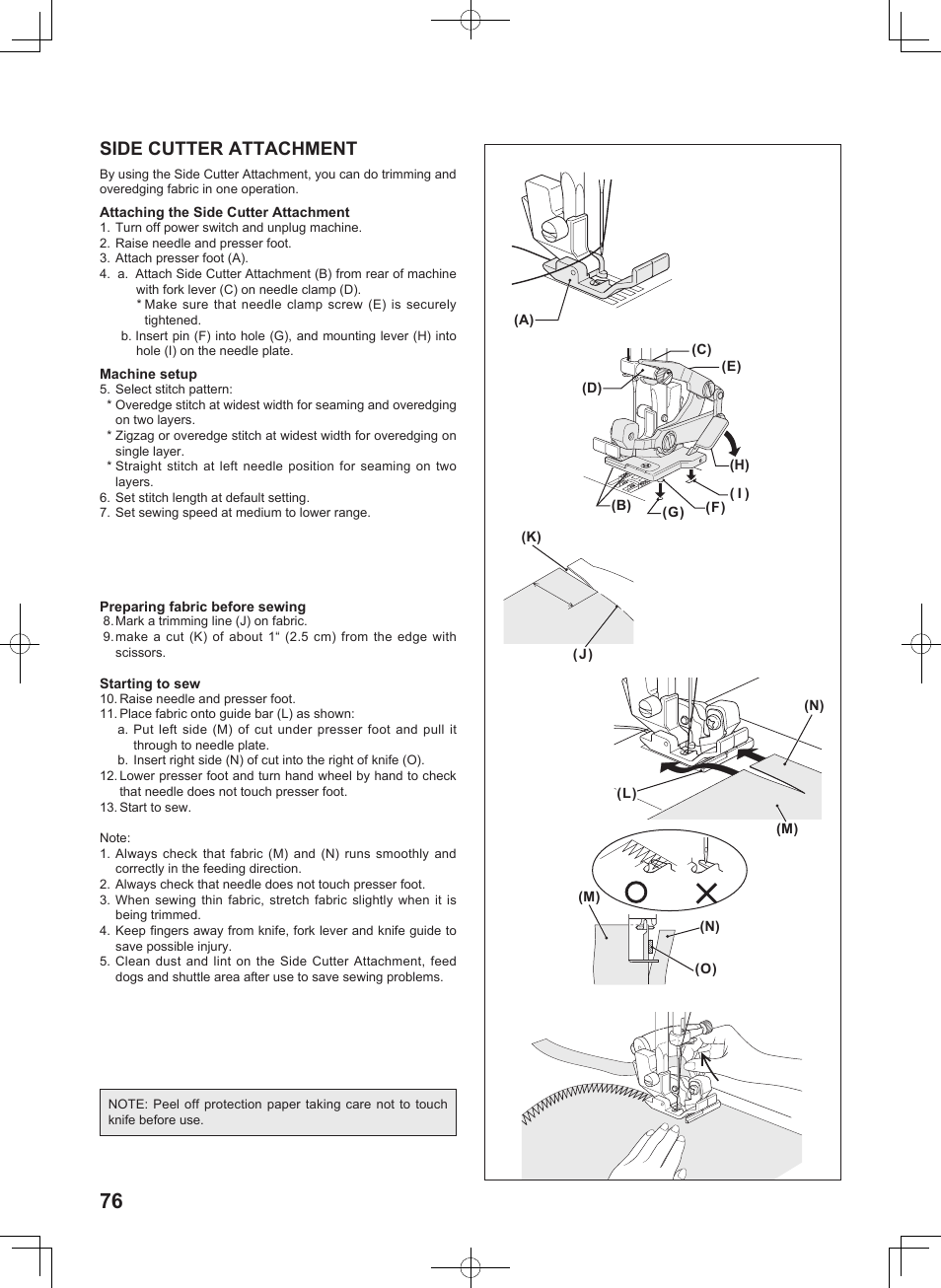 Side cutter attachment | SINGER 7467S CONFIDENCE STYLIST User Manual | Page 78 / 88