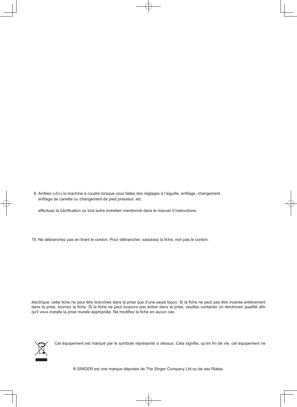 Conservez ces instructions | SINGER 7465 CONFIDENCE User Manual | Page 3 / 82