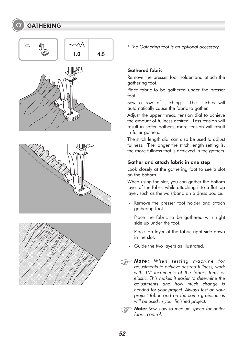 Gathering | SINGER 2010 SUPERB Professional Instruction Manual User Manual | Page 57 / 84