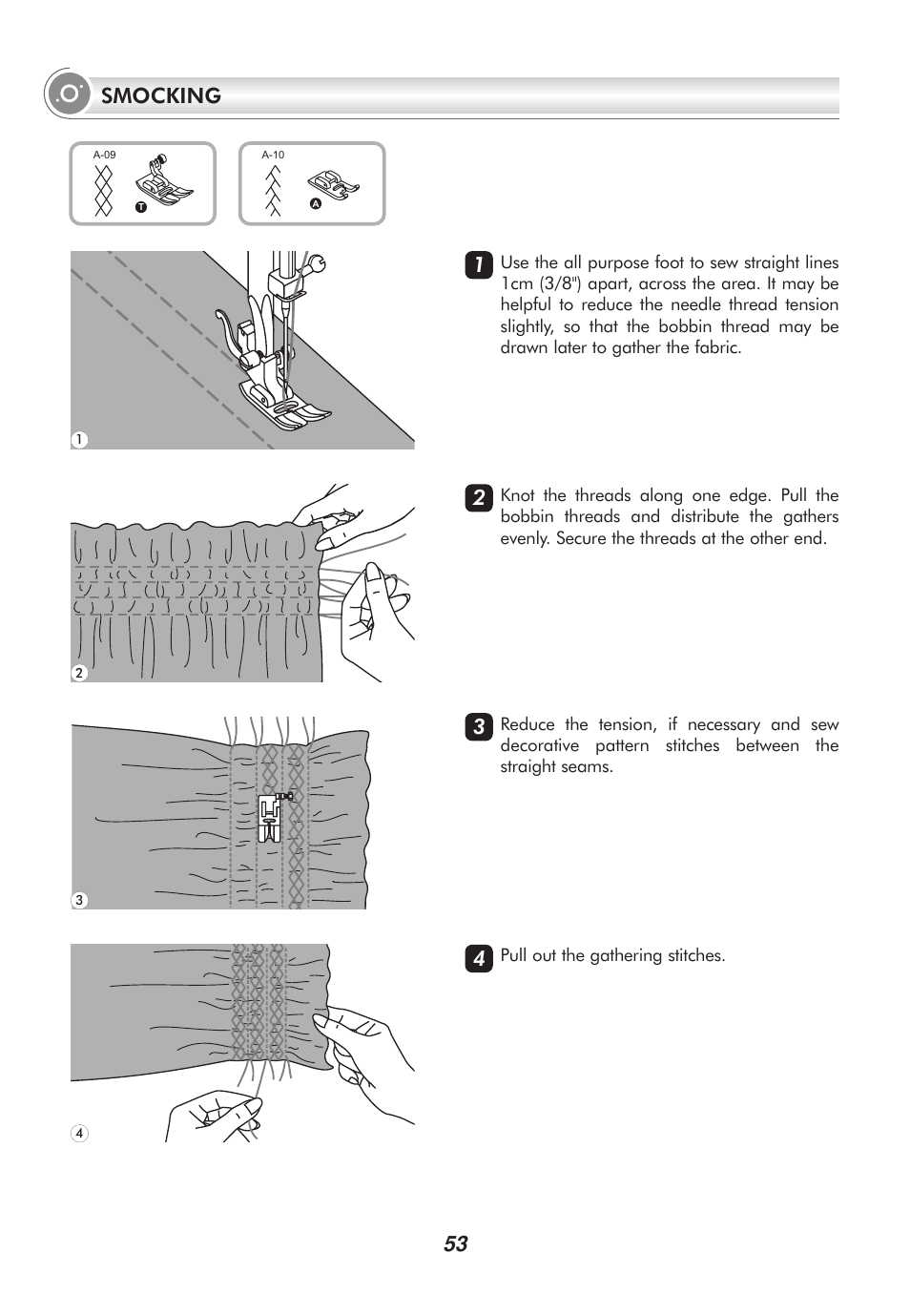 Smocking | SINGER 2010 SUPERB Professional Instruction Manual User Manual | Page 58 / 84