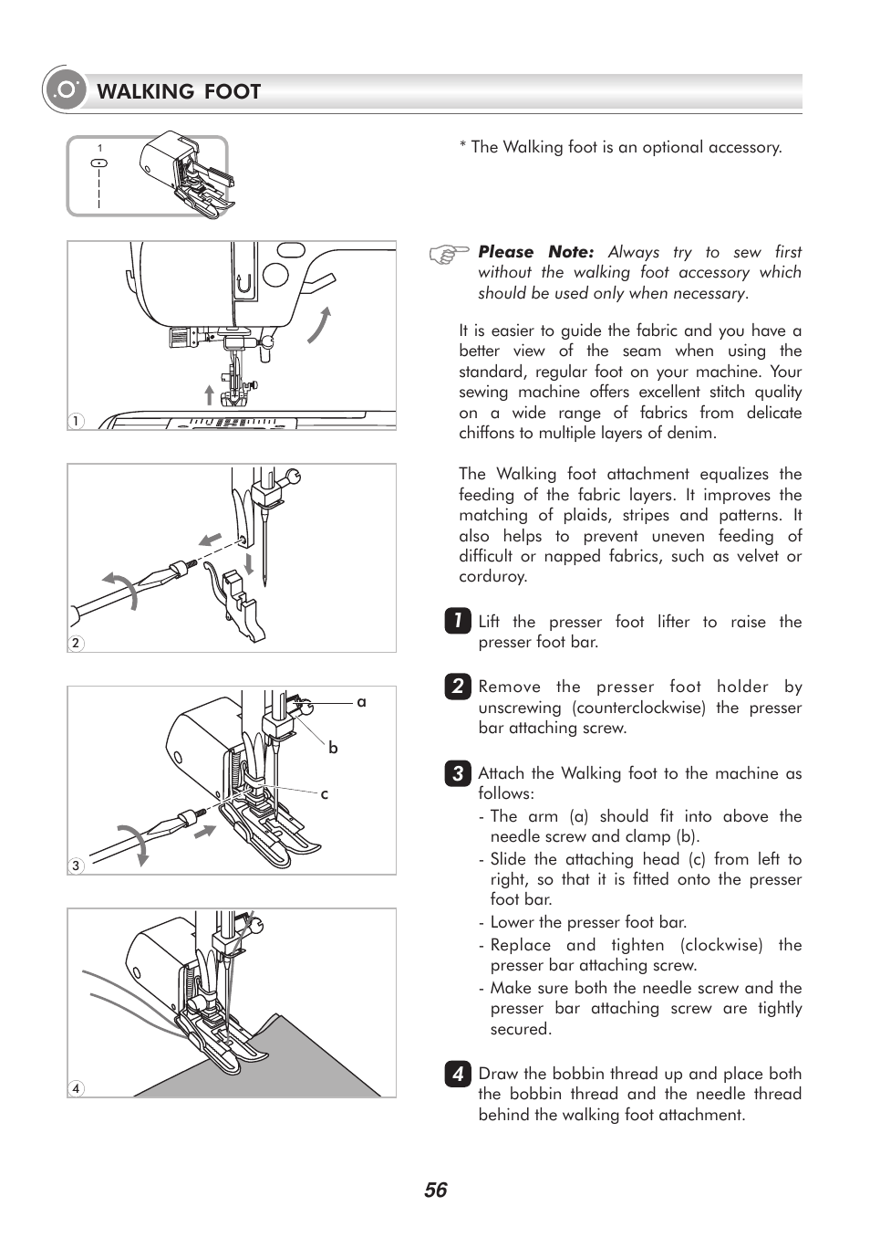 Walking foot | SINGER 2010 SUPERB Professional Instruction Manual User Manual | Page 61 / 84