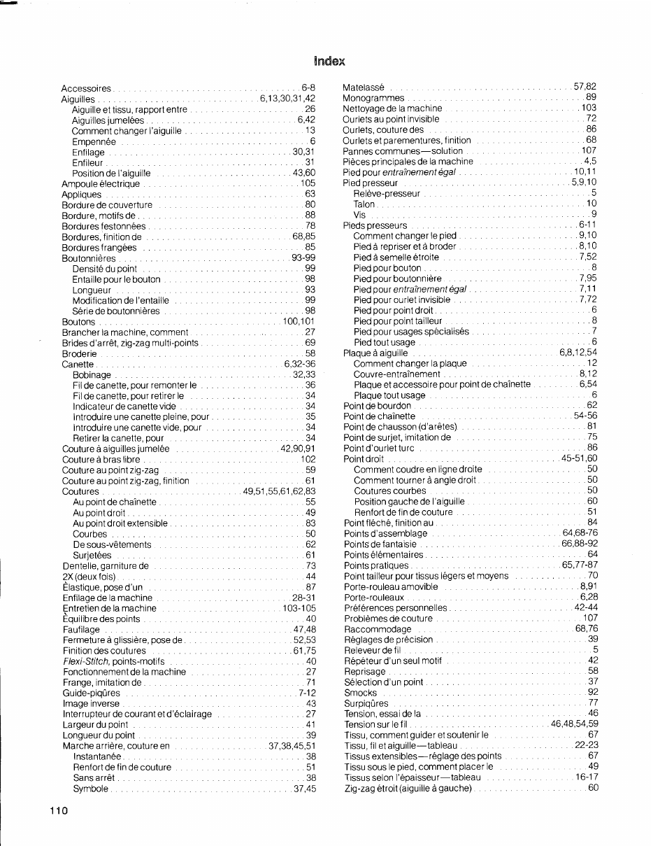 SINGER 2010 Touch Tronic Instruction Manual User Manual | Page 111 / 113