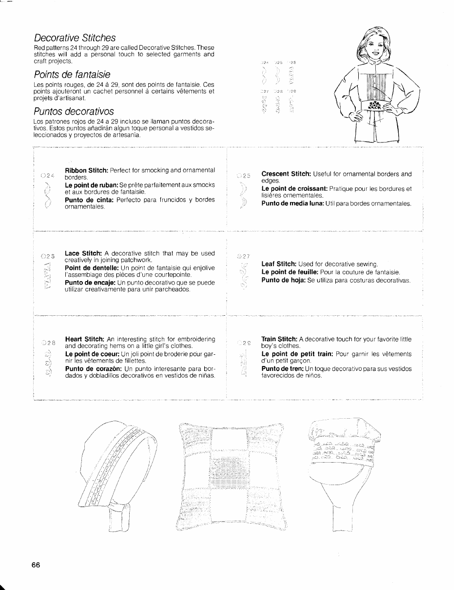 Decorative stitches, Points de fantaisie, Puntos decorativos | SINGER 2010 Touch Tronic Instruction Manual User Manual | Page 67 / 113
