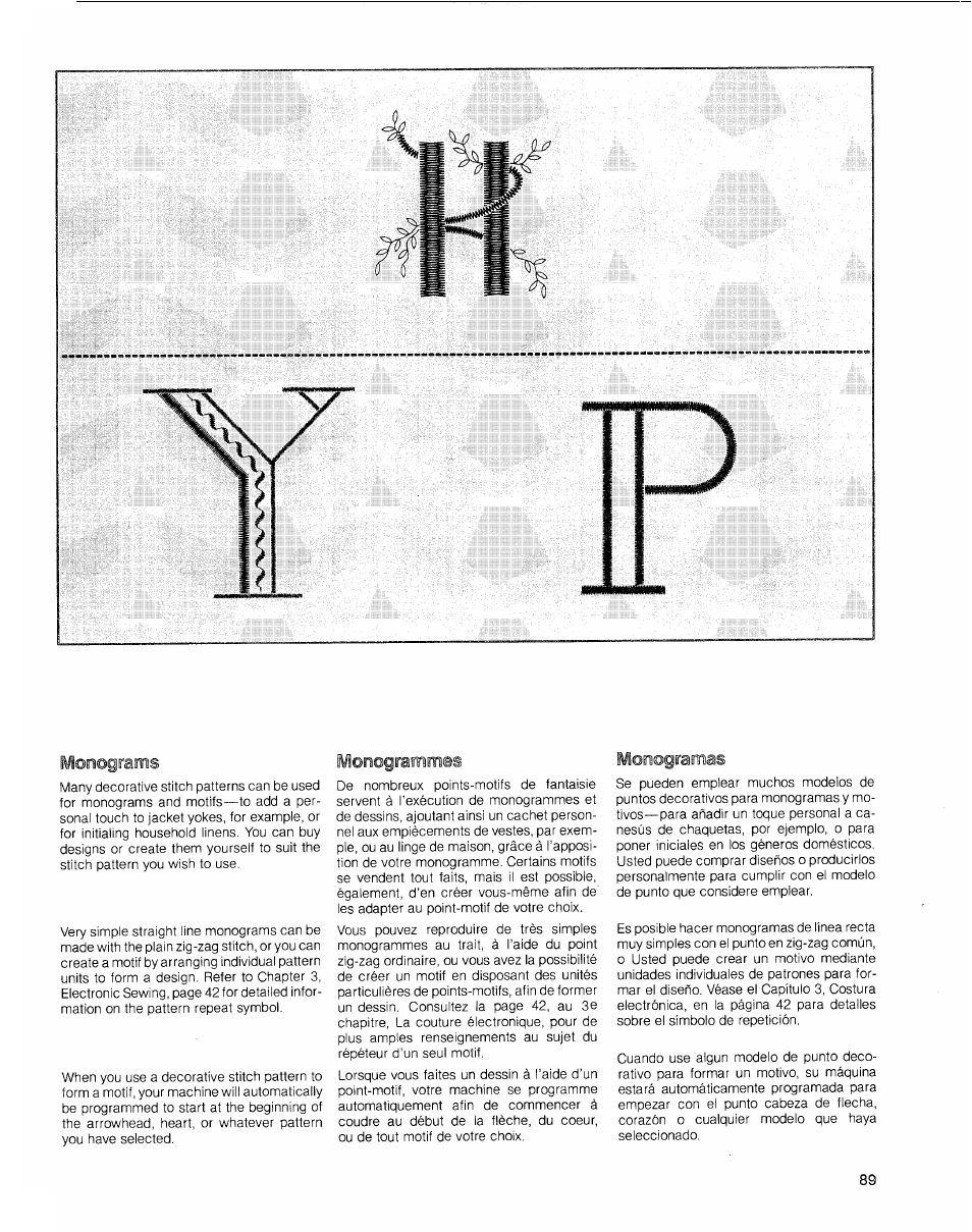 Monograms, Monogrammes, Monogramas | SINGER 2010 Touch Tronic Instruction Manual User Manual | Page 90 / 113
