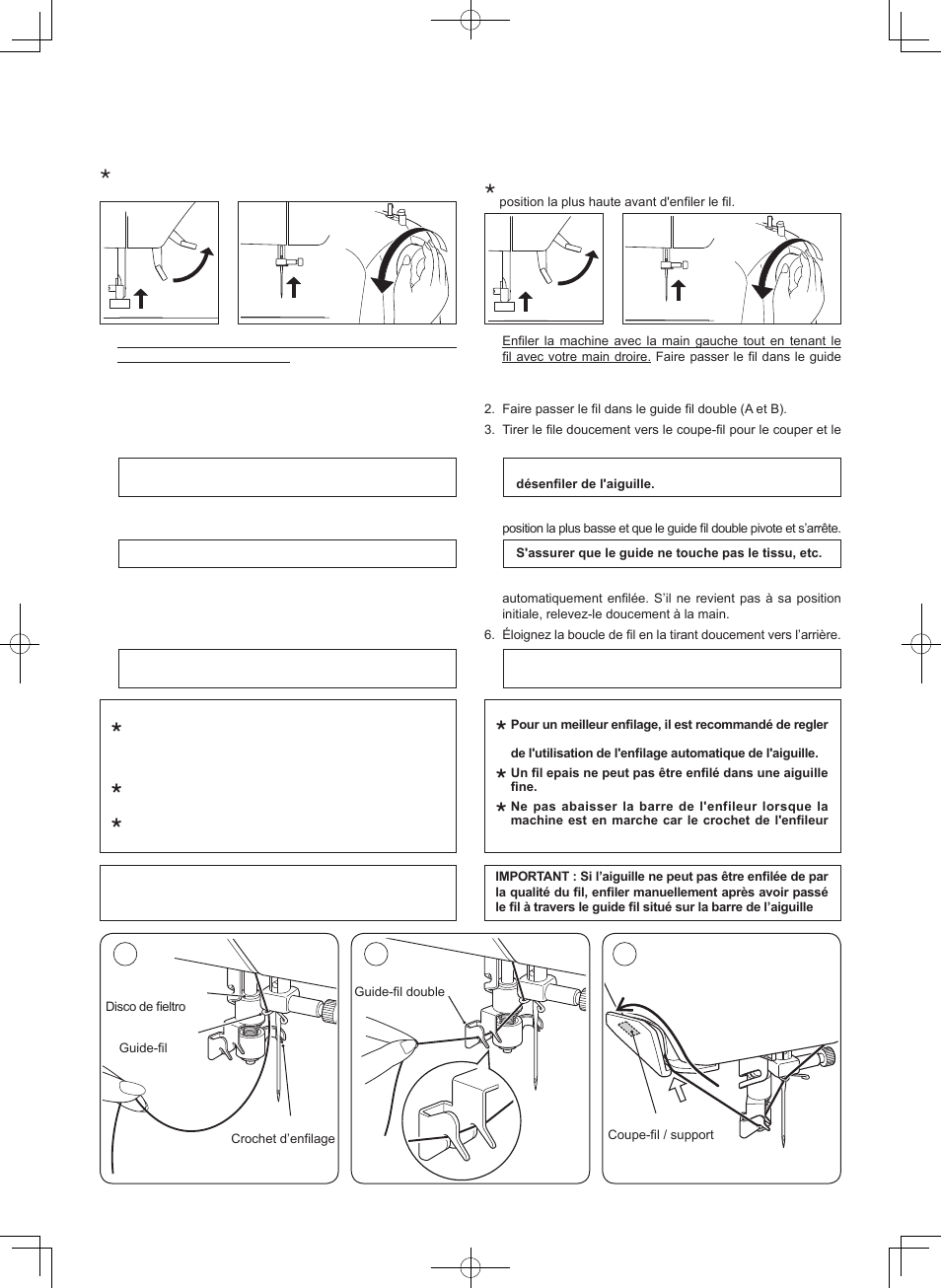 Using automatic needle threader, Utilisation de l’enfile-aiguille automatique | SINGER 2009 ATHENA User Manual | Page 22 / 68