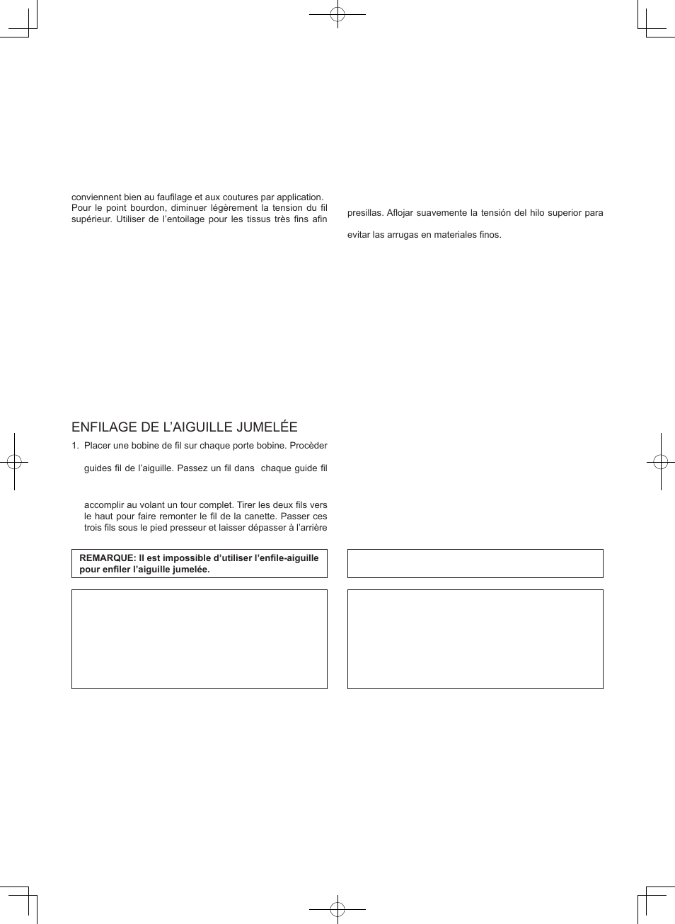 Renseignements additionnelles 4. informacion otra, Pied pour point bourdon, Pie prensatelas para coser en saten | Aiguille jumelée (facultatif), Enfilage de l’aiguille jumelée, Aplicacion de dos agujas, Enhebrado de dos agujas, Ajuste de posicion de aguja para puntada recta | SINGER 2009 ATHENA User Manual | Page 65 / 68