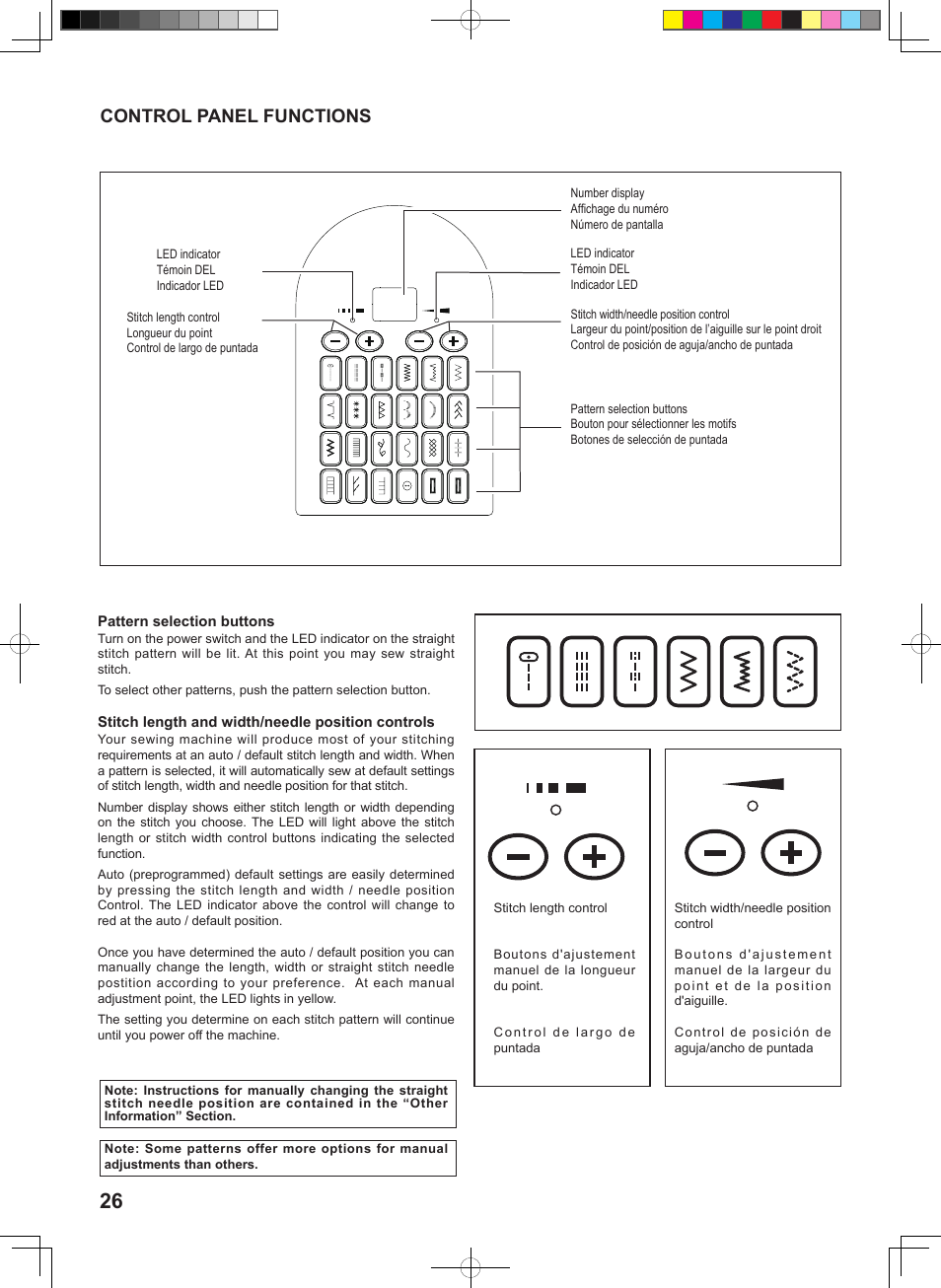 Control panel functions | SINGER 1 ONE Instruction Manual User Manual | Page 28 / 60