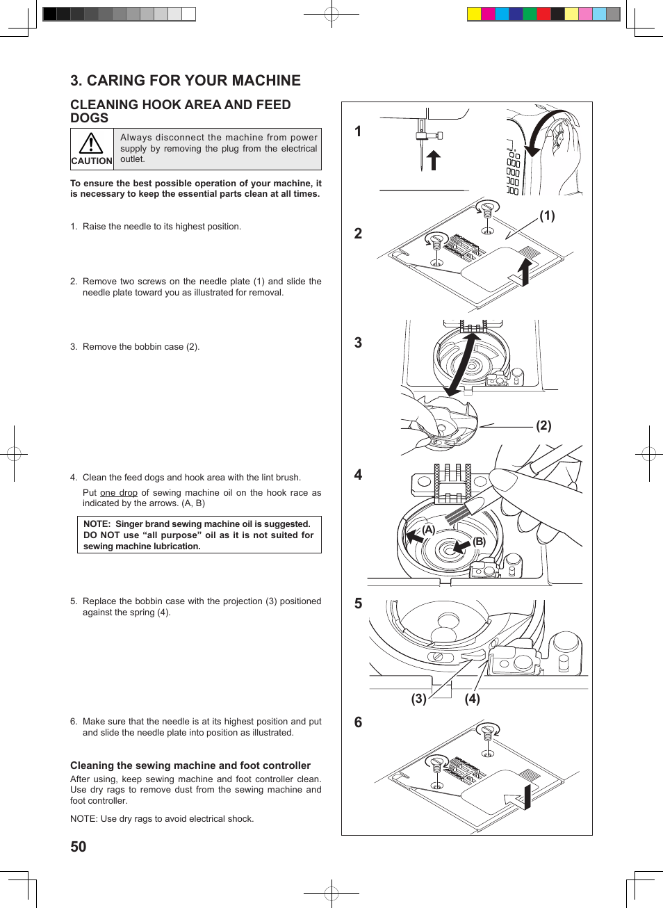 Caring for your machine | SINGER 1 ONE Instruction Manual User Manual | Page 52 / 60