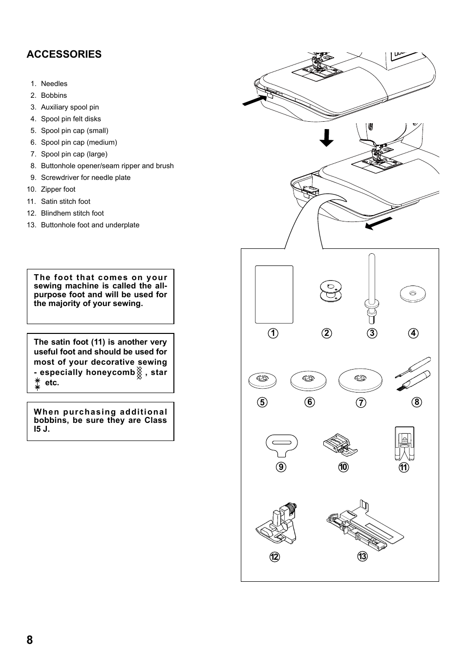 Accessories | SINGER 1 ONE Plus Instruction Manual User Manual | Page 10 / 72