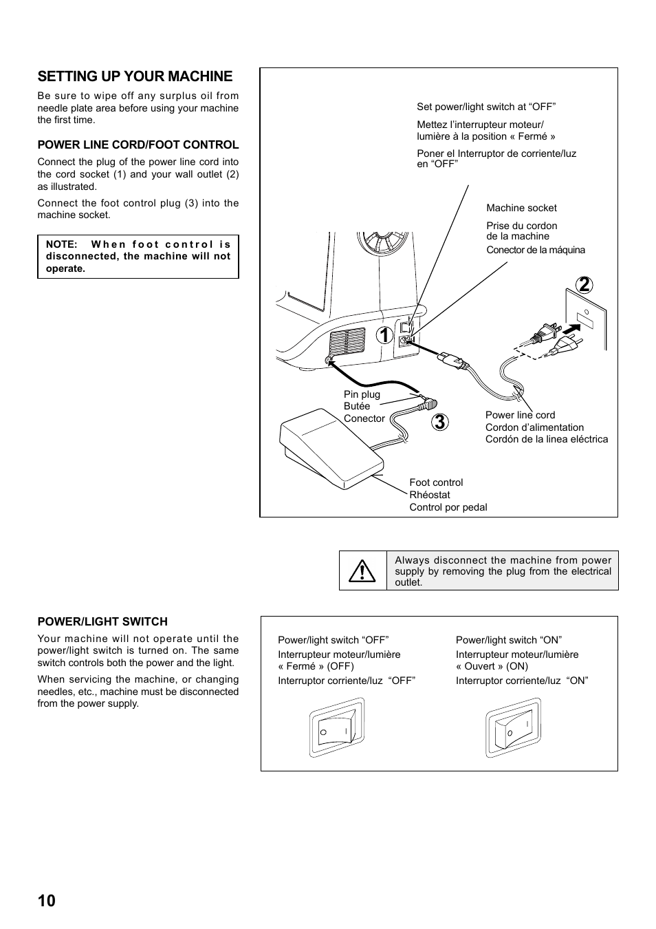 Setting up your machine | SINGER 1 ONE Plus Instruction Manual User Manual | Page 12 / 72