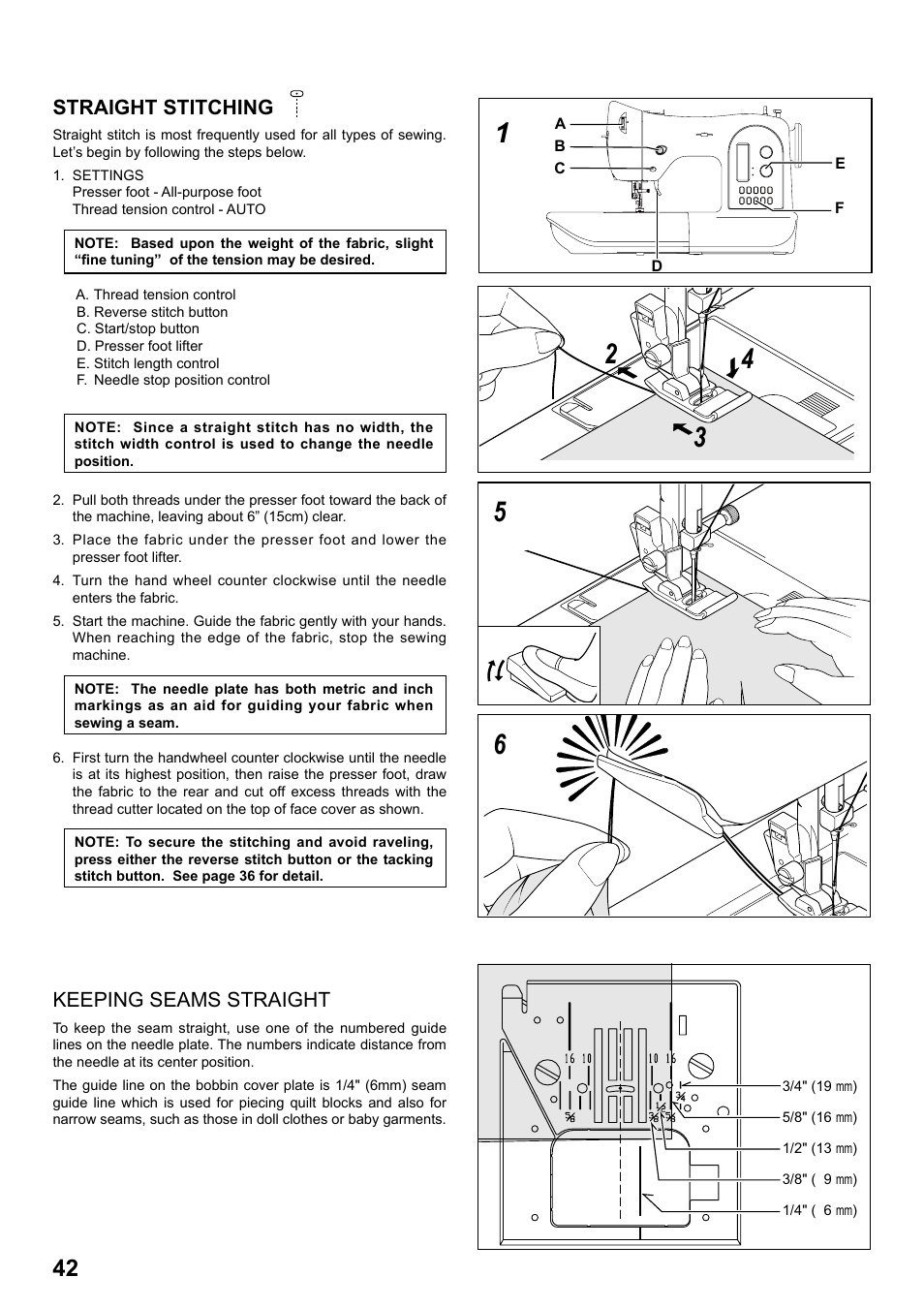 Straight stitching, Keeping seams straight | SINGER 1 ONE Plus Instruction Manual User Manual | Page 44 / 72