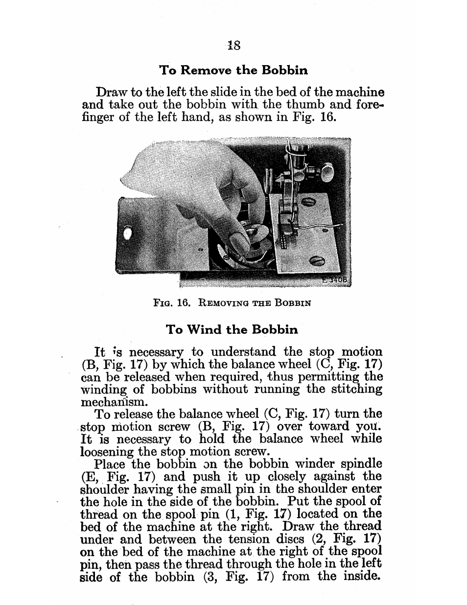 18 to remove the bobbin | SINGER 101-12 User Manual | Page 20 / 54