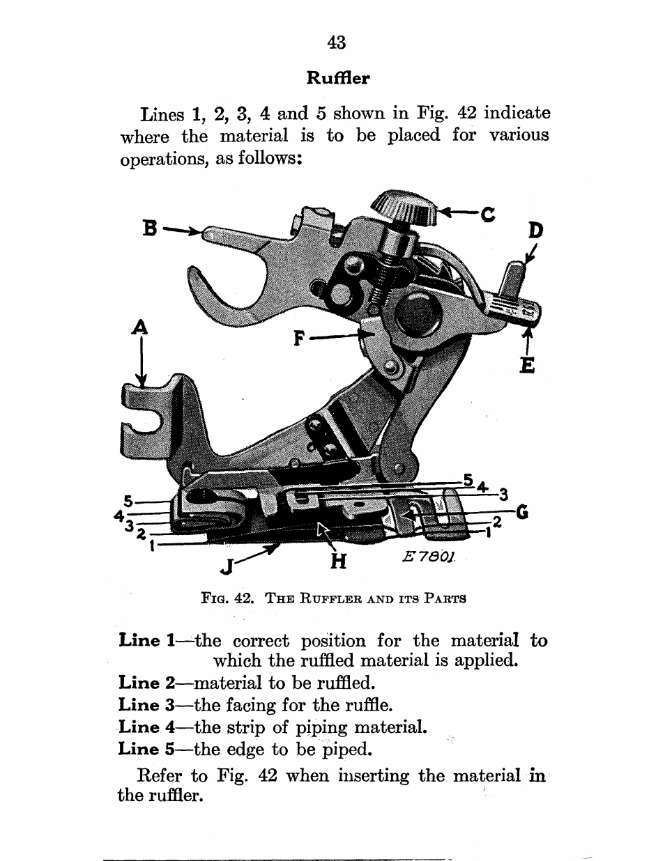 J- h, Material to be ruffled | SINGER 101-12 User Manual | Page 45 / 54