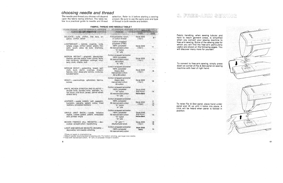 Choosing needle and thread | SINGER 1030 Creative Touch User Manual | Page 14 / 77