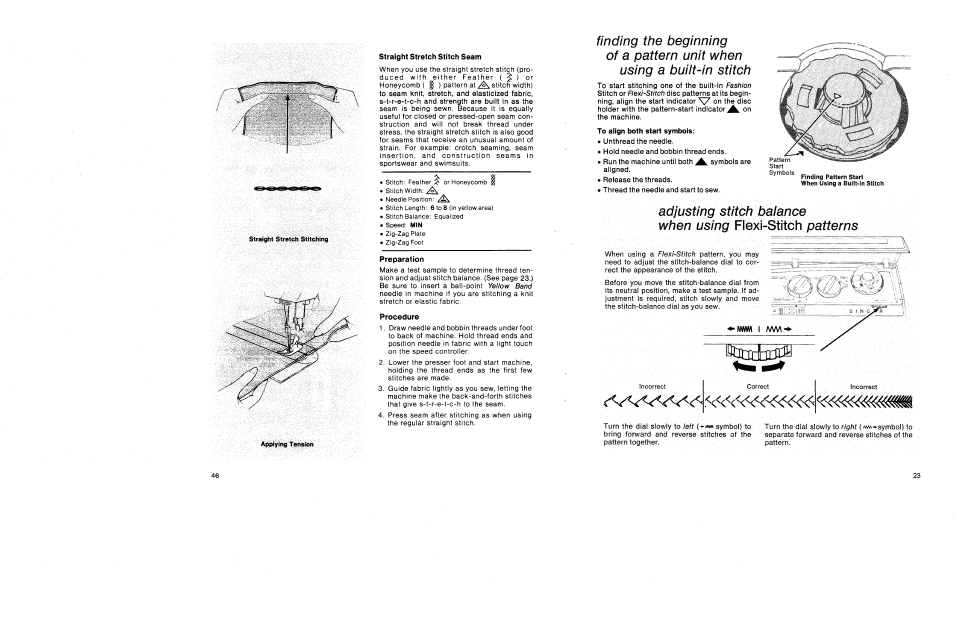 Adjusting stitch balance when using, Patterns, Flexi-stitch | SINGER 1030 Creative Touch User Manual | Page 29 / 77
