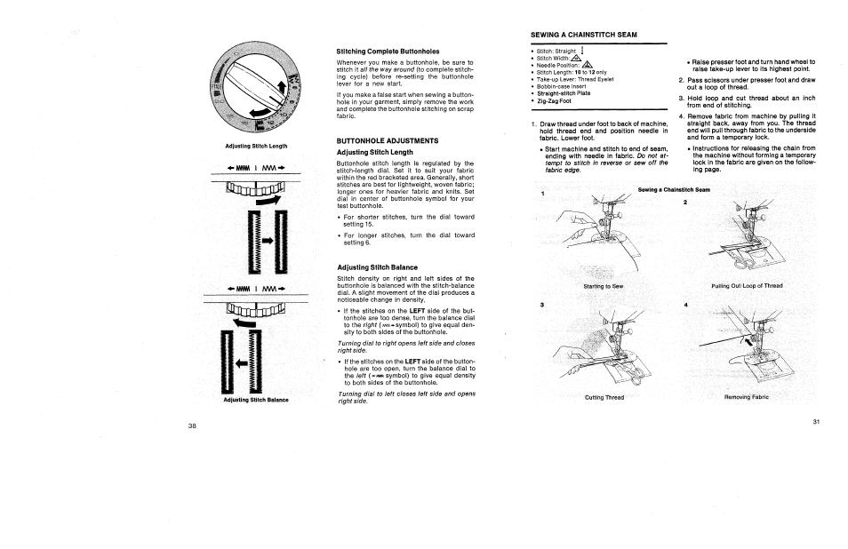 Sewing a chainstitch seam | SINGER 1030 Creative Touch User Manual | Page 37 / 77