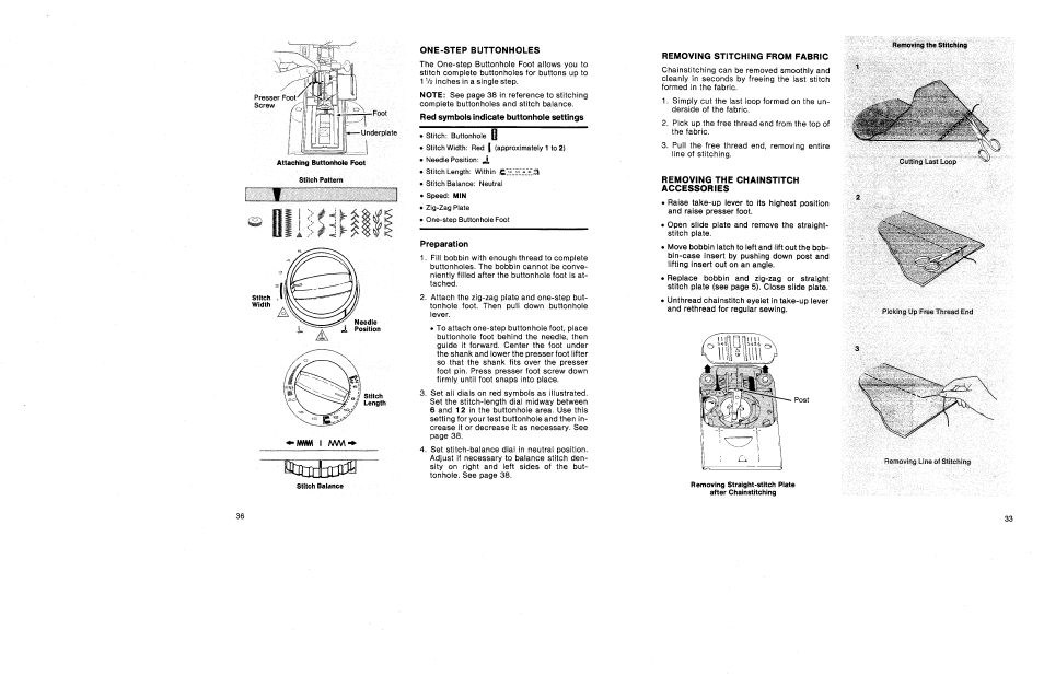 One-step buttonholes, I a/w | SINGER 1030 Creative Touch User Manual | Page 42 / 77