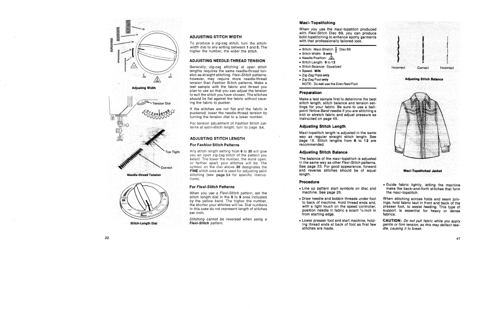 Maxi-topstitching, Preparation, Adjusting stitch length | Adjusting stitch balance, Procedure | SINGER 1030 Creative Touch User Manual | Page 53 / 77