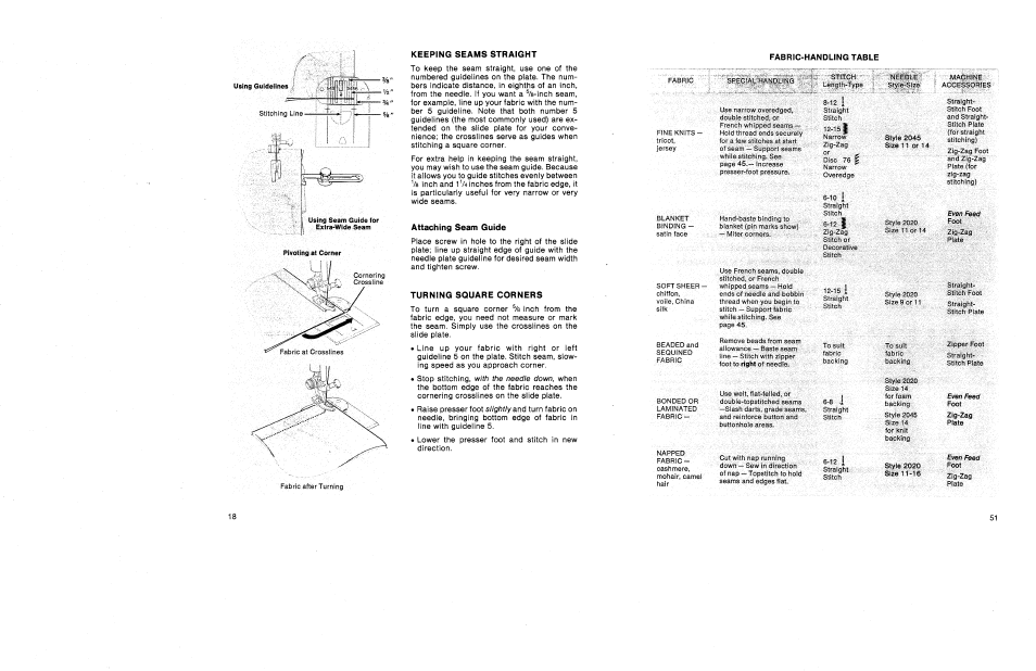 Fabric-handling table, 10 i, 12 i | SINGER 1030 Creative Touch User Manual | Page 57 / 77