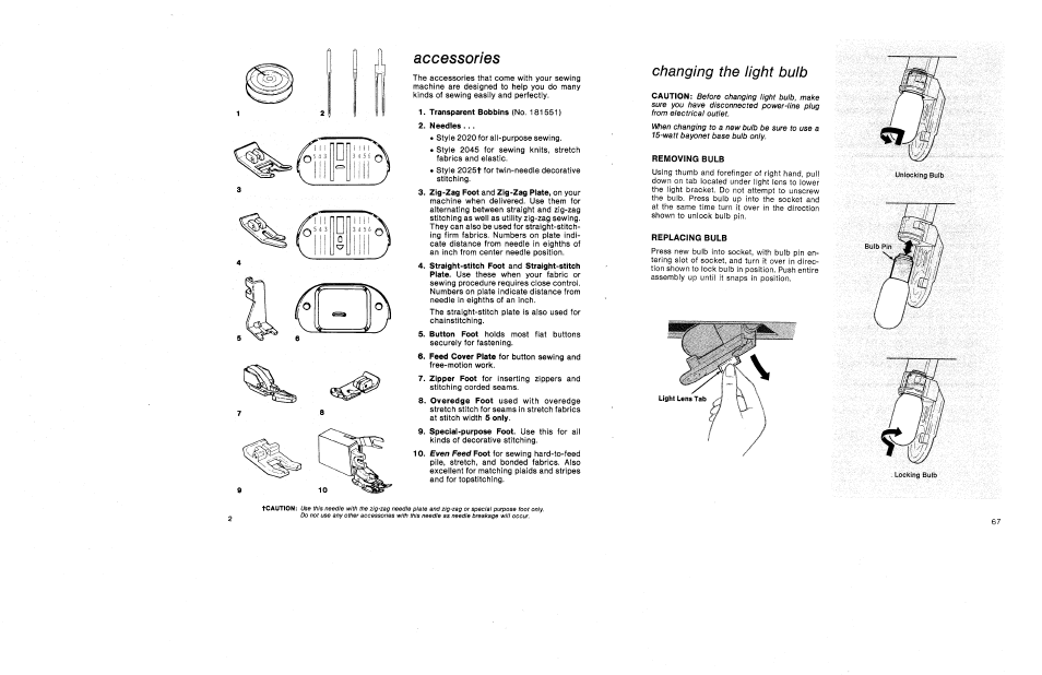 Needles, Accessories | SINGER 1030 Creative Touch User Manual | Page 8 / 77