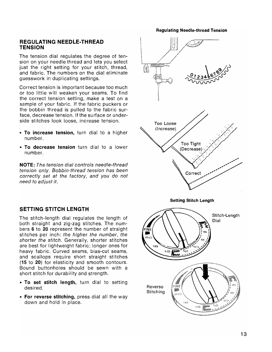 Regulating needle-thread tension, Setting stitch length | SINGER 1036 Creative Touch User Manual | Page 18 / 66
