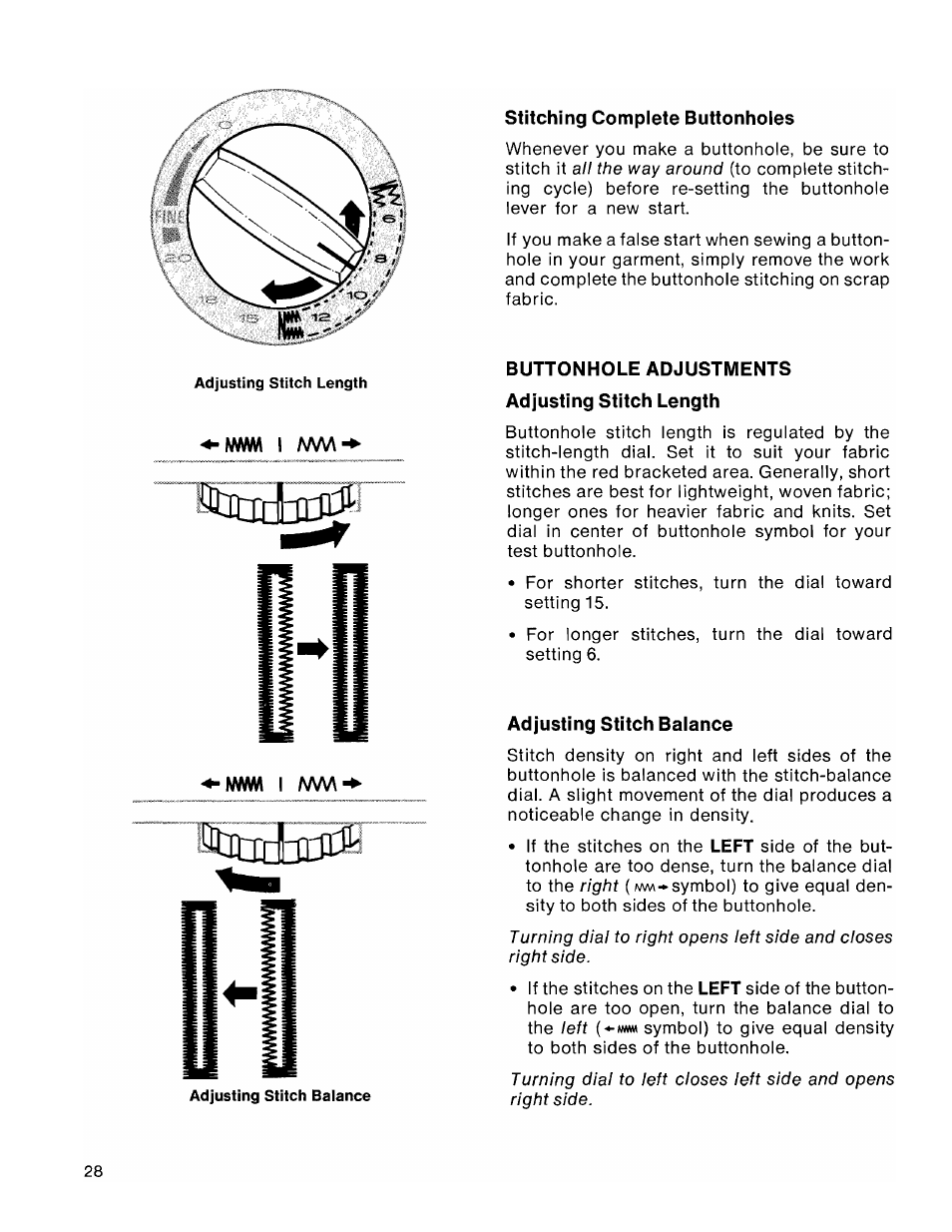 Stitching complete buttonholes, Buttonhole adjustments, Adj'usting stitch balance | SINGER 1036 Creative Touch User Manual | Page 33 / 66