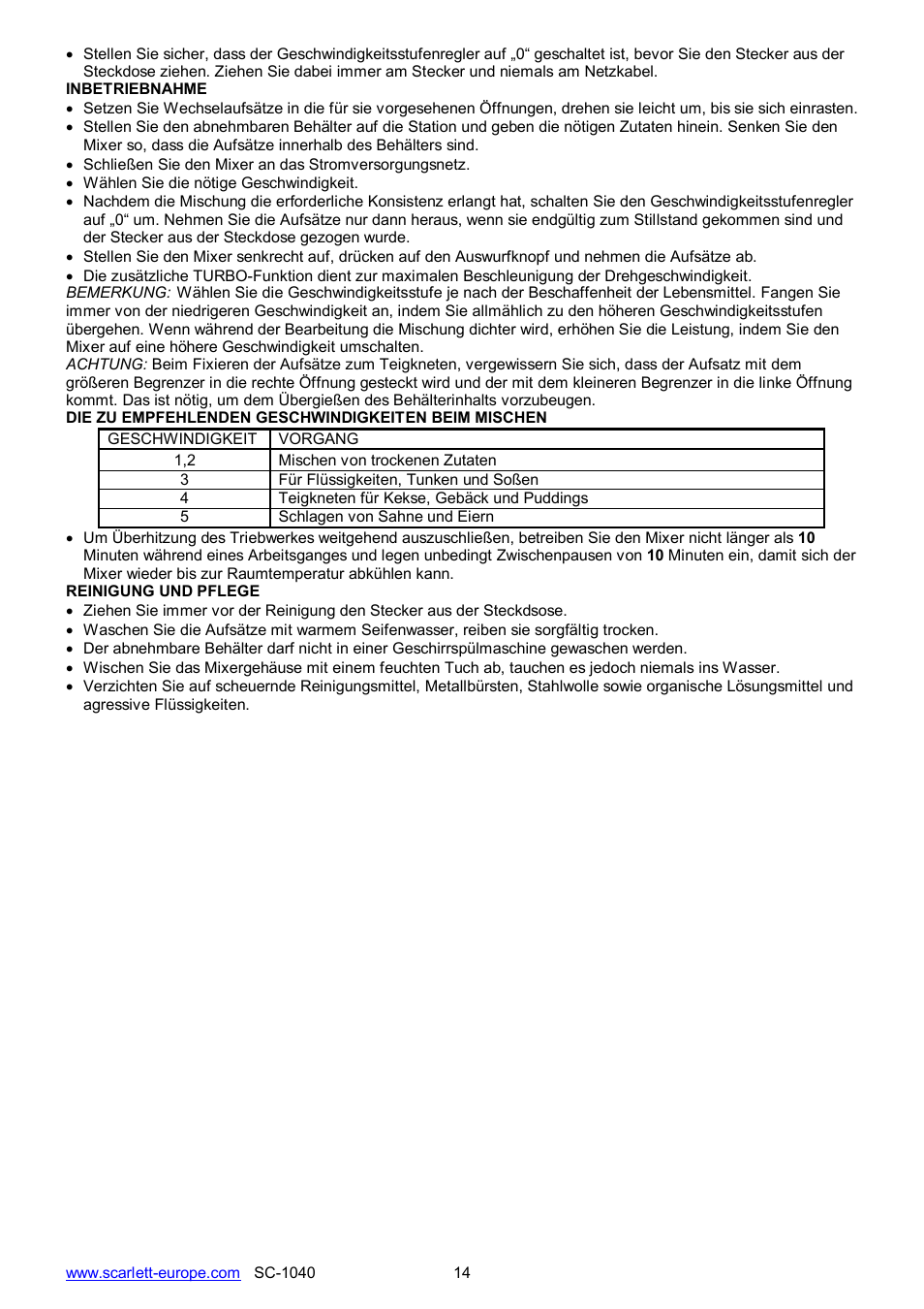 Scarlett SC-1040 User Manual | Page 14 / 14